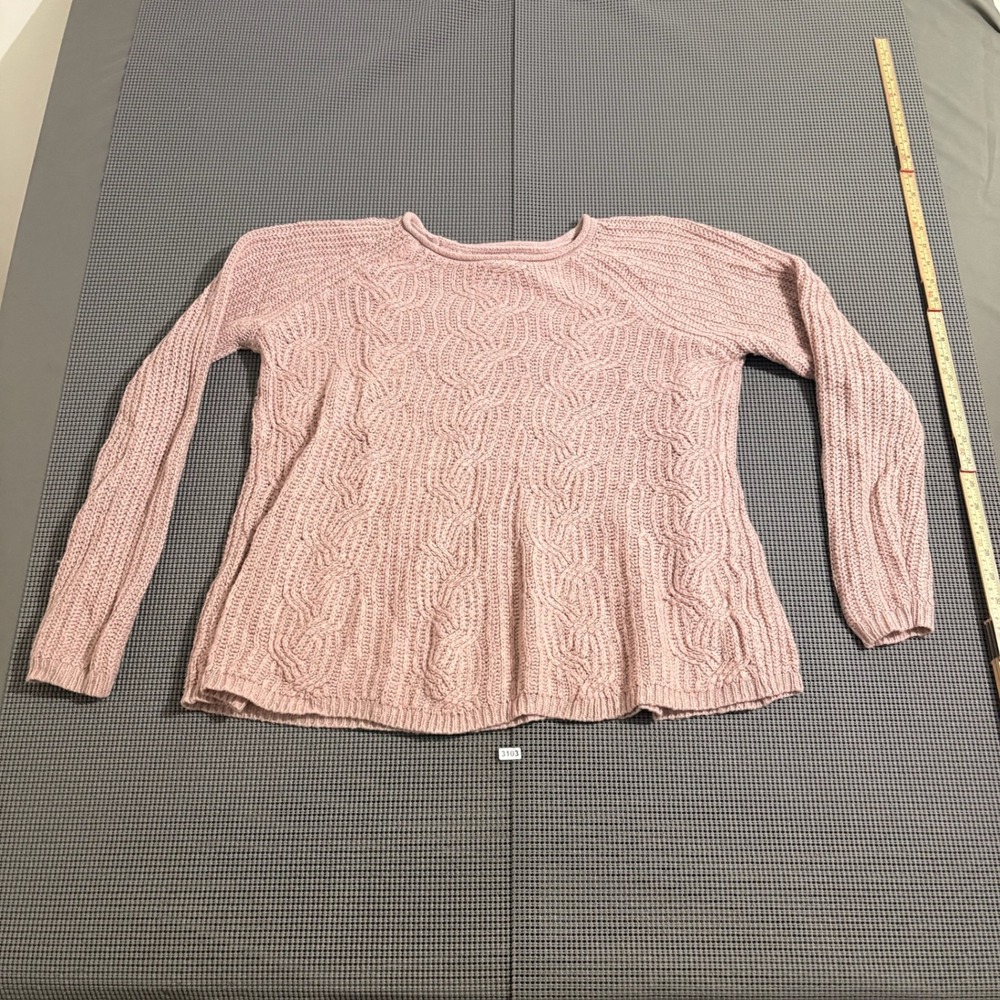 Sonoma Goods For Life Women Pink Cable Knit Raglan Sweater Size M